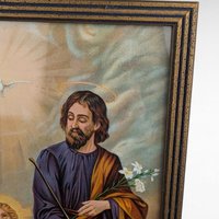 Vintage Framed Print Holy Family, Religious Wall Art, Catholic Home Decor, Gift for Grandparents, 17x13 Inch