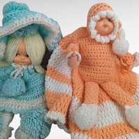 Vintage Hand Crocheted Dolls, Pair of Handmade Dolls, Crochet Art Dolls, Nursery Decor