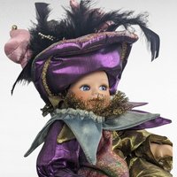 Vintage Baby Harlequin Jester Doll, 11 Inch Porcelain Doll, Collectible Clown Doll, Jester Decor, Unique Gift for Collectors