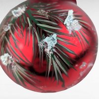 Vintage Hand Painted Chickadee Christmas Ornament, Red Glass Ornament, Winter Bird Ornament, Nature Lover Gift, Holiday Decor