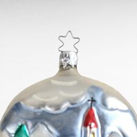 Vintage Blown Glass Ornament with Church Scene