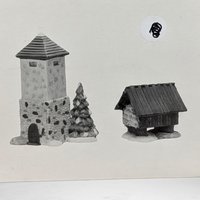 Vintage Dept 56 Silo & Hayshed - Heritage Village Collection #5950-1 - Porcelain Christmas Village - Winter Scene