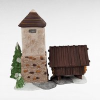 Vintage Dept 56 Silo & Hayshed - Heritage Village Collection #5950-1 - Porcelain Christmas Village - Winter Scene