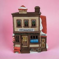 Vintage Dept 56 Ben's Barber Shop - New England Village #5939-0 -  Lighted Porcelain Building