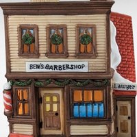 Vintage Dept 56 Ben's Barber Shop - New England Village #5939-0 -  Lighted Porcelain Building
