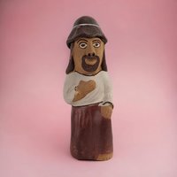 Vintage Clay Man Whistle - Folk Art Whistle - Handmade Clay Figure - Unique Gift