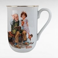 Vintage 1982 Norman Rockwell Mug Set | 4 Porcelain Coffee Mugs | 24k Gold Trim | Gift for Collectors