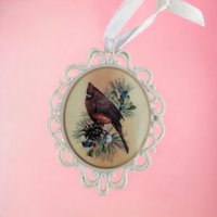 Vintage Lenox Winter Greetings Cardinal Ornament | Porcelain Christmas Ornament | Catherine McClung | Collectible Lenox