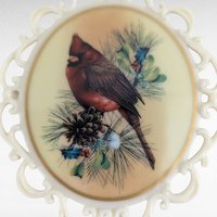 Vintage Lenox Winter Greetings Cardinal Ornament | Porcelain Christmas Ornament | Catherine McClung | Collectible Lenox