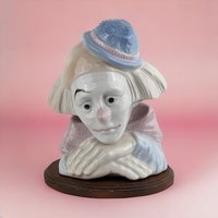 Vintage Sad Clown Figurine, Porcelain Clown Bust, Melancholy Clown Decor, Collectible Clown Statue, Unique Gift for Clown Enthusiasts