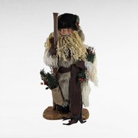 2000 Grandeur Noel 17" Fabric Santa with Box - Vintage Christmas Decor - Holiday Figurine - Collectible Santa Claus