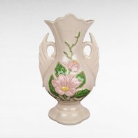 Pair of Imperfect Vintage Hull Pottery Magnolia Vases | Pink Hull Vases | Art Deco Floral Vases | 12.5 Inch Vases