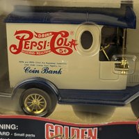 Vintage 1987 Golden Wheel Pepsi Cola Die Cast Locking Bank | Collectible Pepsi Truck | Retro Advertising Memorabilia