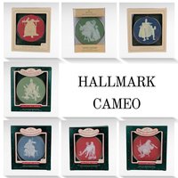 Vintage Hallmark Norman Rockwell Cameo Ornaments - 7 Piece Lot with Boxes - Collectible Christmas Decor