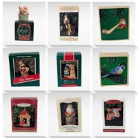 Vintage Hallmark Ornament Lot - 90s - 80s Keepsake Ornaments with Boxes - Train, Santa, Animals & More