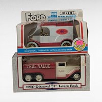 Vintage Hardware Store Diecast Banks - True Value - Our Own - Ford & Diamond T Trucks