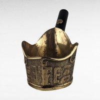 Vintage Chinese Brass Silk Iron | Antique Laundry Iron | Collectible Iron with Wooden Handle | Asian Decor