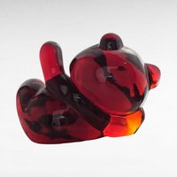 Vintage Fenton Ruby Red Glass Bear Figurine, Reclining Bear, Collectible Glass Animal, Gift for Bear Lovers