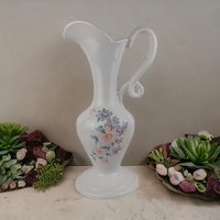 Vintage Royal Haeger Pitcher, White Ceramic Pitcher with Floral Design, Art Pottery, Mid-Century Modern, Vase, Home Decor