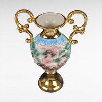 Vintage Italian Amphora Vase with Cherubs | 24K Gold | Porcelain Urn | Renaissance Style