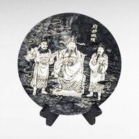 Vintage Chinese Marble Plaque | Cheng Huang, City God | Asian Art | Wall Decor | 8 Inch Round