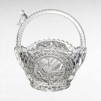 Hofbauer Byrdes Collection Glass Basket | Etched Bird Design | Vintage Crystal Basket | Made in Germany