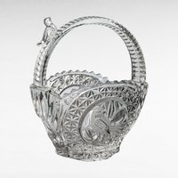 Hofbauer Byrdes Collection Glass Basket | Etched Bird Design | Vintage Crystal Basket | Made in Germany