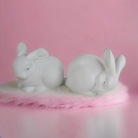 Vintage Dept 56 White Bunnies Pair | Porcelain Figurines | Easter Decor