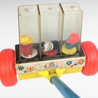 Vintage 1969 Fisher Price Happy Hoppers Push Toy - Classic Toddler Walking Toy - Collectible Mid Century Modern Toy