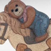 Vintage Frankie's Designs Bear on Rocking Horse Wall Hanging | Nursery Decor | Children's Room Decor | Playroom Wall Art | 8.5 Inches