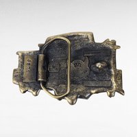 Vintage 1976 Chicago Caboose Belt Buckle | Brass and Enamel Buckle | Train Memorabilia | Gift for Train Enthusiast