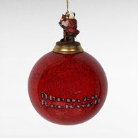 Pair Vintage 1999 Bradford Exchange Norman Rockwell Porcelain Christmas Ornaments, "Is He Coming Yet?" & Santa's Workshop, 4 1/4 Inches