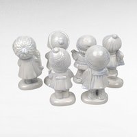 Set of 6 Vintage Ceramic Caroler Figurines, Hand-Painted, Blue Tint, 5.5 Inches Tall, Christmas Decor