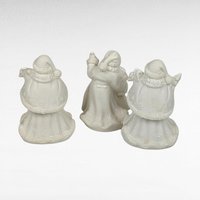 Set of 3 Vintage K's Collection Bisque Santa Figurines, 6 Inches Tall, White, Christmas Decor