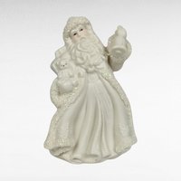 Set of 3 Vintage K's Collection Bisque Santa Figurines, 6 Inches Tall, White, Christmas Decor