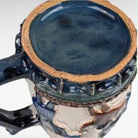 Vintage Stoneware Lidded Stein, Native American Horse Riders, Figural Lid, 9 Inches
