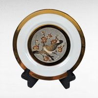 Vintage Chokin & Asian Art Plates, Lot of 8, Gold Trim, Birds, Animals