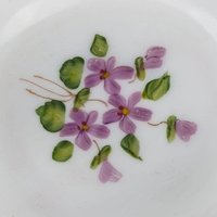 Vintage Fenton Violets in the Snow Milk Glass Dish | Ruffled Candy Dish | Trinket Dish | Collectible Glassware