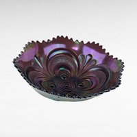 Vintage Imperial Glass Scroll Embossed Purple Carnival Glass Persian Design Bowl | Iridescent Glass Bowl | Collectible Glassware