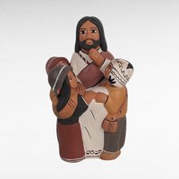 Peruvian Clay Art Jesus with Children Figurine | Religious Folk Art | Christian Decor | Handmade in Peru