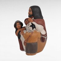 Peruvian Clay Art Jesus with Children Figurine | Religious Folk Art | Christian Decor | Handmade in Peru
