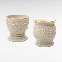 Vintage Lenox Vase Set | Rosebud Collection Cream Vases with Gold Trim | Mismatched Beaded Votive Candle Holders | 4 Piece Lot