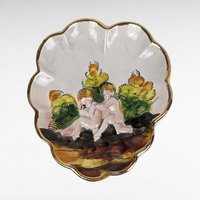 Vintage Italian Capodimonte Cup and Saucer Set with Embossed Trinket Dish | Hand-Painted Porcelain | Collectible Italian Ceramics
