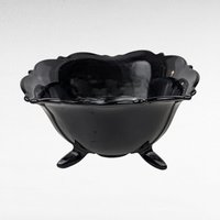 Vintage L.E. Smith Black Amethyst Footed Bowl | Art Deco Glassware | Candy Dish | Serving Bowl | Collectible Glass
