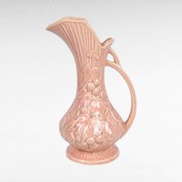 Vintage McCoy Pink Pitcher, Grape Design, 9 Inches Tall, Ceramic Vase, Mid-Century Modern, Retro Home Decor