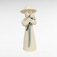 Vintage Mother Daughter Figurines | Ceramic Figurines | White with Blue Ribbon | Shabby Chic Decor | Gift for Mom