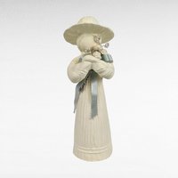 Vintage Mother Daughter Figurines | Ceramic Figurines | White with Blue Ribbon | Shabby Chic Decor | Gift for Mom