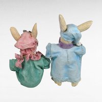 Silvestri Bunny Figurines | Pair of Paper Mache Bunnies | Vintage Easter Decor | Whimsical Rabbit Figures | Collectible Bunnies