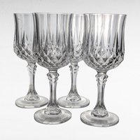 Cristal D'Arques Durand Longchamp Wine Glasses, Set of 4, Crystal Wine Glasses, French Crystal, Vintage Wine Glasses,  Elegant Stemware