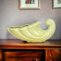 Vintage Yellow Cornucopia Planter, Ceramic Cornucopia, Mid-Century Planter, Retro Home Decor, Yellow Planter, Horn of Plenty